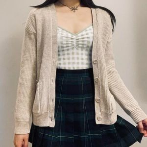 90s grunge cotton acrylic blend oatmeal earthtone cardigan